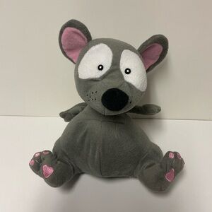 Gray and Pink Stuffed Mouse Toy